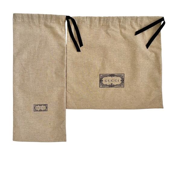 Gucci Natural-Colored Drawstring Dust Bags Protective Covers Sleepers Set of Two - Picture 2 of 7
